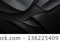 Black abstract background with wavy multi-layered and rough stone texture 136225409