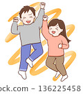Jumping men and women (color 2) 136225458