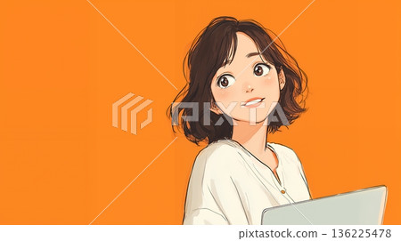 A woman using a computer 136225478