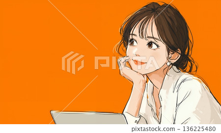 一個女人使用電腦 136225480