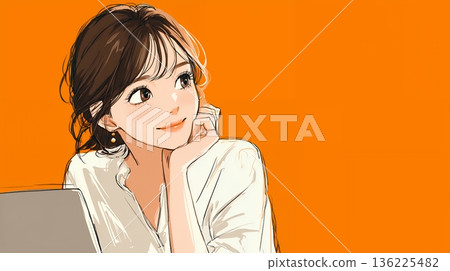 一個女人使用電腦 136225482