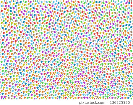 Abstract pattern of multi-colored geometric squares in various sizes. High-density mosaic composition with vibrant colorful tiles on a white background. Abstract pattern of multi-colored geometric squares in various sizes. High-density mosaic composition with vibrant colorful tiles on a white background. 136225530