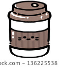 Cute Takeaway Coffee Cup Illustration 136225538