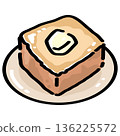Honey Butter Toast on Plate Illustration 136225572