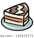 Chocolate Cream Cake Slice Illustration 136225573