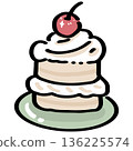 Cream Cake with Cherry Illustration 136225574
