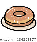 Glazed Donut on Plate Cute Illustration 136225577
