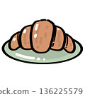 Butter Croissant on Plate Illustration 136225579