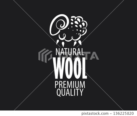 Stylized sheep with yarn symbol. Simple geometric design for wool branding. Elegant vintage seal style representing wool and yarn craftsmanship Stylized sheep with yarn symbol. Simple geometric design for wool branding. Elegant vintage seal style representing wool and yarn craftsmanship 136225820