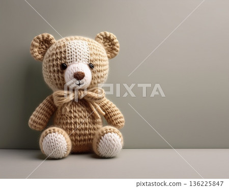毛線編織的棕色泰迪熊 毛線編織的棕色泰迪熊 136225847