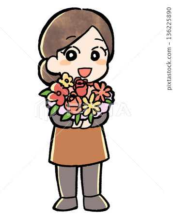 花店老闆和一束花束 136225890