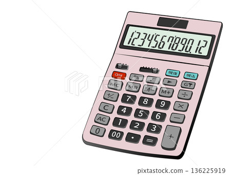 粉紅電子計算機插圖，留白處可貼上。 136225919