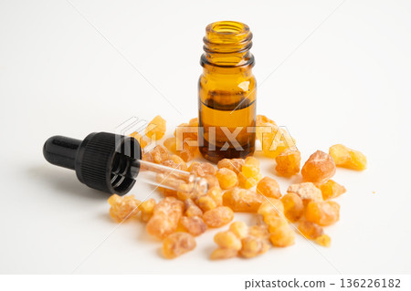Frankincense or olibanum aromatic resin isolated on white background used in incense and perfumes. Frankincense or olibanum aromatic resin isolated on white background used in incense and perfumes. 136226182