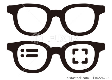 Smart glasses and eyeglasses icon set 136226208