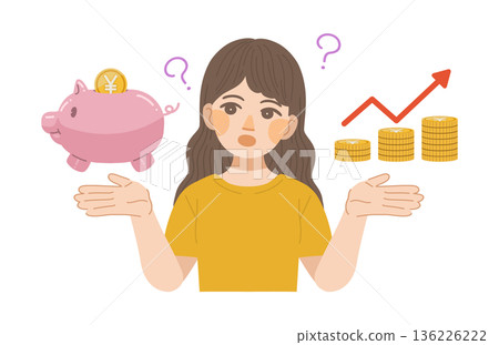 圖：一位女士正在思考如何增加儲蓄 136226222