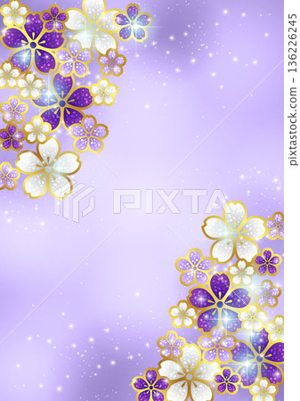 櫻花飾品、背景、插畫、紫色、閃光、可愛、直版 136226245