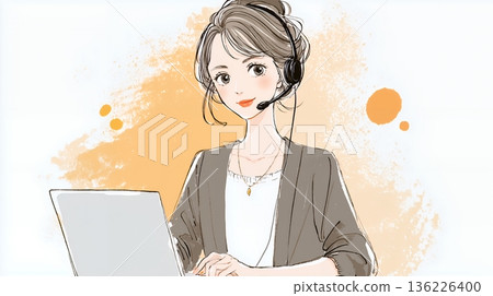 女人戴著耳機說話 136226400