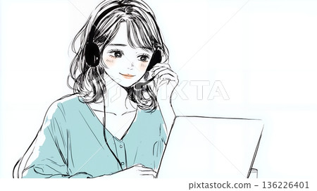 女人戴著耳機說話 136226401