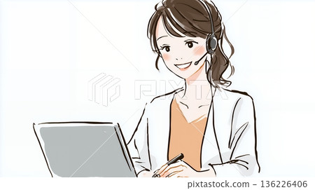 女人戴著耳機說話 136226406