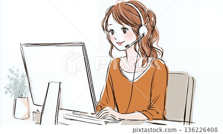 女人戴著耳機說話 136226408