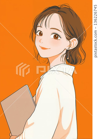 有筆記型電腦的女人 136226745