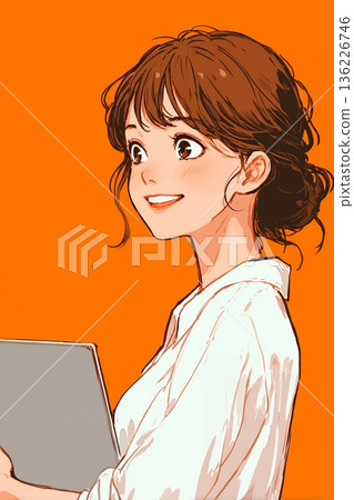 有筆記型電腦的女人 136226746