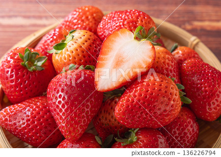 strawberries in a colander 136226794