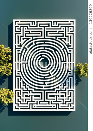 無人機從空中拍攝的迷宮照片 無人機從空中拍攝的迷宮照片 136226809