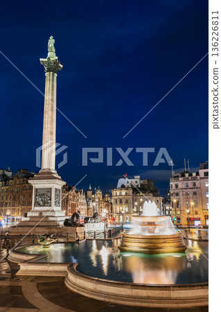 Illuminated Trafalgar Square, London 136226811