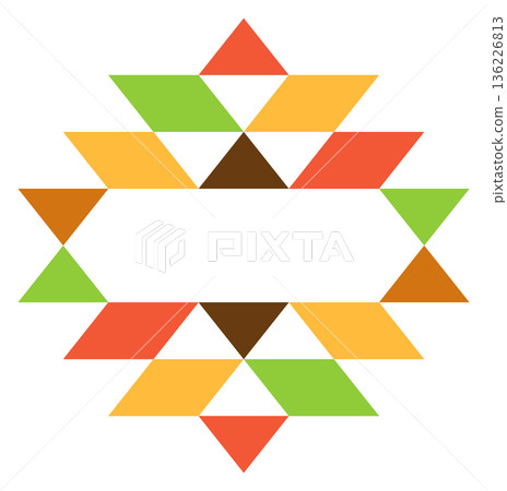 Geometric ethnic logo. Aztec ornament motif element 136226813