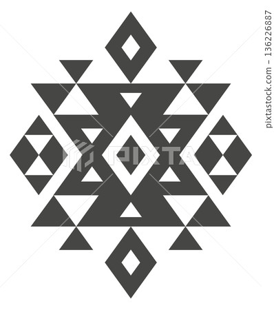 Geometric folk motif. Black ornament in ethnic style 136226887