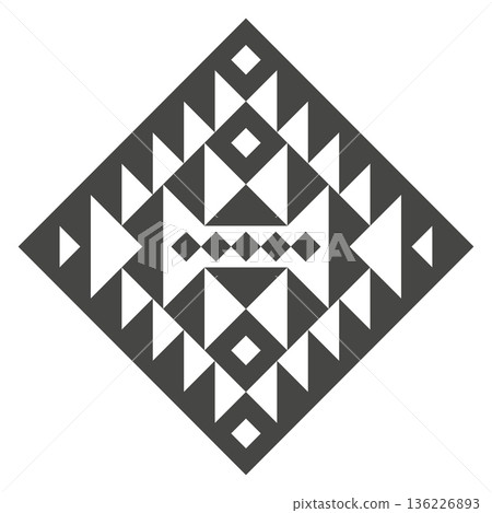 Aztec traditional motif. Black geometric pattern element 136226893