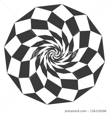 Hypnotic black logo. Optical rotation illusion icon 136226896