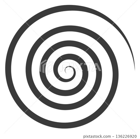 Spiral black icon. Concentric radial motion symbol 136226920