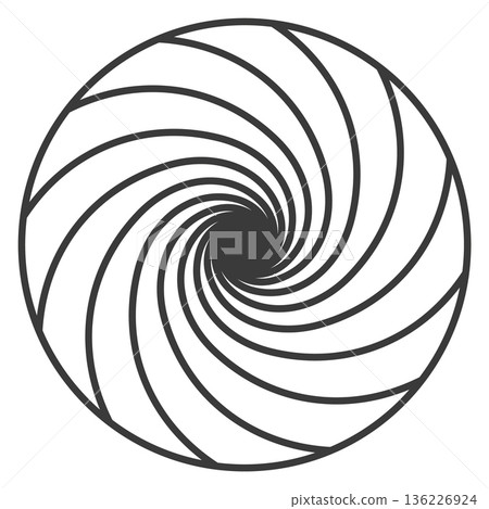 Spiral logo. Black line rotating swirl symbol 136226924
