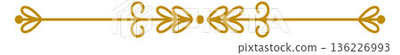 Festive golden line flourish element. Elegant border Festive golden line flourish element. Elegant border 136226993