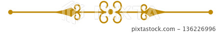 Calligraphic golden festive separator. Ornate line motif Calligraphic golden festive separator. Ornate line motif 136226996