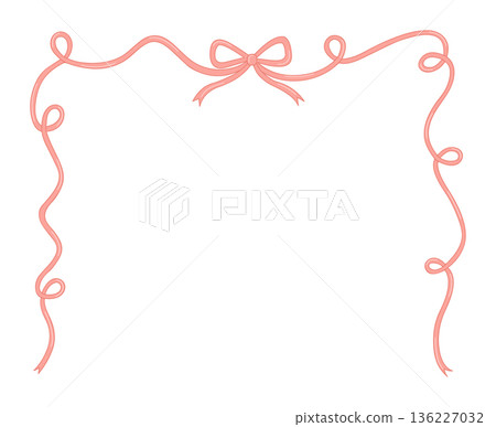 Pink Ribbon Frame with Bow in Cute Style 136227032