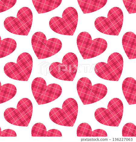 Seamless Pink Heart Pattern with Cute Hand Drawn Texture Seamless Pink Heart Pattern with Cute Hand Drawn Texture 136227063