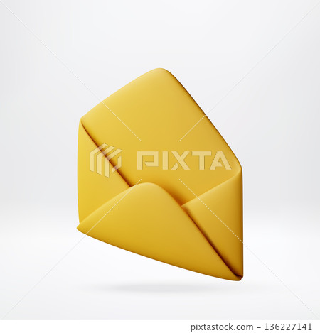Yellow 3D notification icon for incoming mail Yellow 3D notification icon for incoming mail 136227141