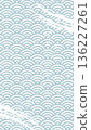 A Japanese-style background featuring a light blue Seigaiha pattern with brush strokes. An elegant illustration in a vertical layout. 136227261