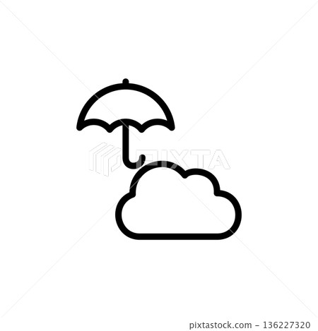 簡單的線條畫出天氣圖標，先下雨後陰天。 136227320