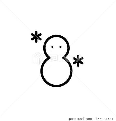 Simple line drawing weather icon Snowman 136227324
