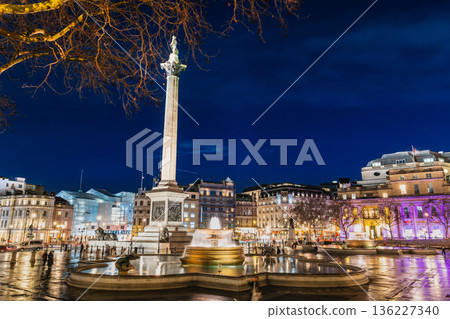 Illuminated Trafalgar Square, London 136227340