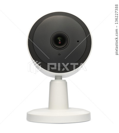 Indoor video camera isolated on white background. Child surveillance Indoor video camera isolated on white background. Child surveillance 136227388