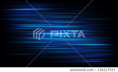 Abstract blue light trails and glowing horizontal lines on dark background high speed technology motion and futuristic digital energy Abstract blue light trails and glowing horizontal lines on dark background high speed technology motion and futuristic digital energy 136227431
