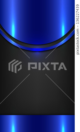 abstract blue metallic curves on sleek black background with glowing light, modern tech vertical banner and smartphone wallpaper 136227439