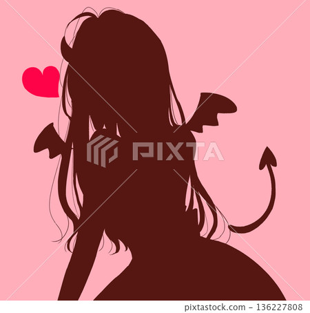 性感長髮女人惡魔剪影 136227808