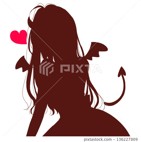 Sexy long hair woman devil silhouette Sexy long hair woman devil silhouette 136227809
