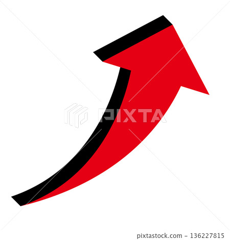 Simple illustration of an arrow pointing upwards on a white background 136227815